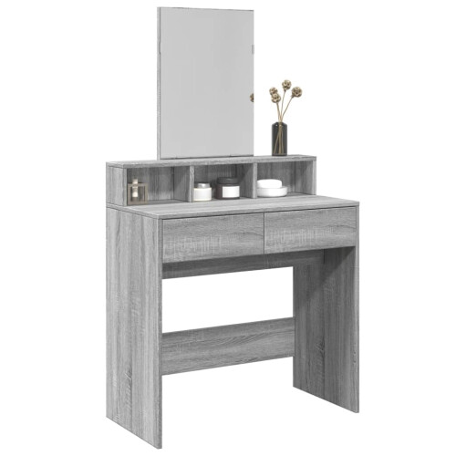 Berkfield Dressing Table with Mirror Grey Sonoma 80x41x144.5 cm