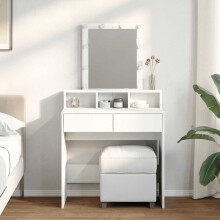 Berkfield Dressing Table with LED White 80x41x144.5 cm