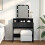 Berkfield Dressing Table with LED Black 80x41x144.5 cm 1