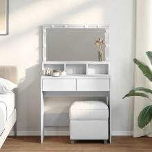 Berkfield Dressing Table with LED White 80x41x134.5 cm