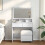 Berkfield Dressing Table with LED White 80x41x134.5 cm 1