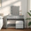 Berkfield Dressing Table with LED Concrete Grey 100x40x130 cm 1