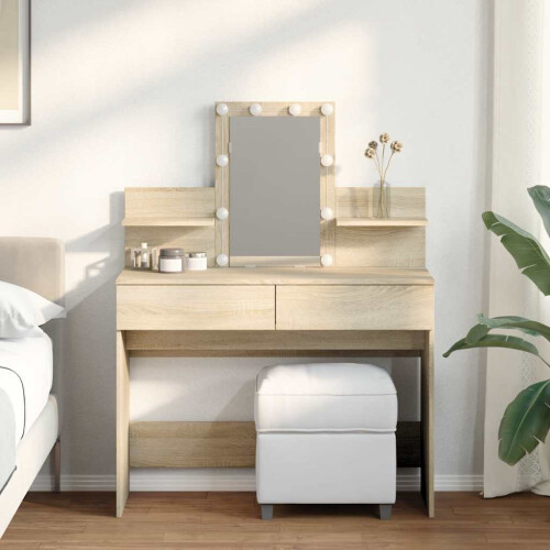 Berkfield Dressing Table with LED Sonoma Oak 100x40x130 cm