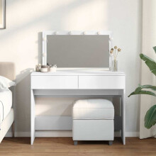 Berkfield Dressing Table with LED White 100x40x120 cm