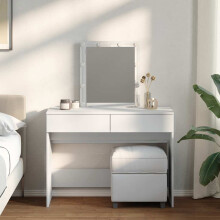 Berkfield Dressing Table with LED White 100x40x130 cm