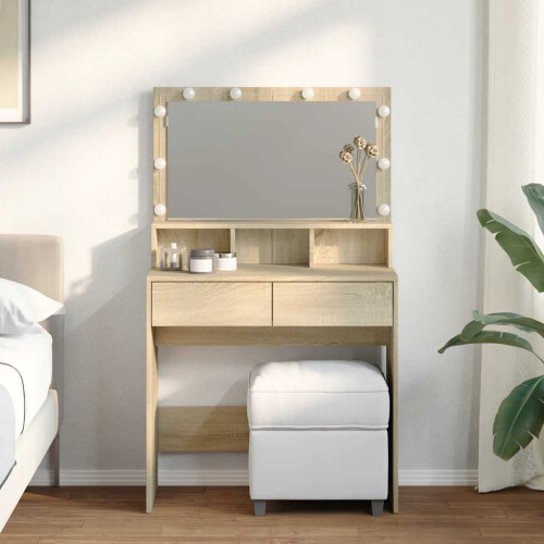 Berkfield Dressing Table with LED Sonoma Oak 80x41x134.5 cm
