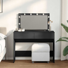 Berkfield Dressing Table with LED Black 100x40x120 cm
