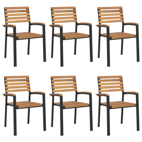 Berkfield Stackable Garden Chairs 6 pcs Solid Wood Acacia and Metal 1