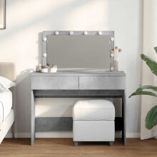 Berkfield Dressing Table with LED Concrete Grey 100x40x120 cm