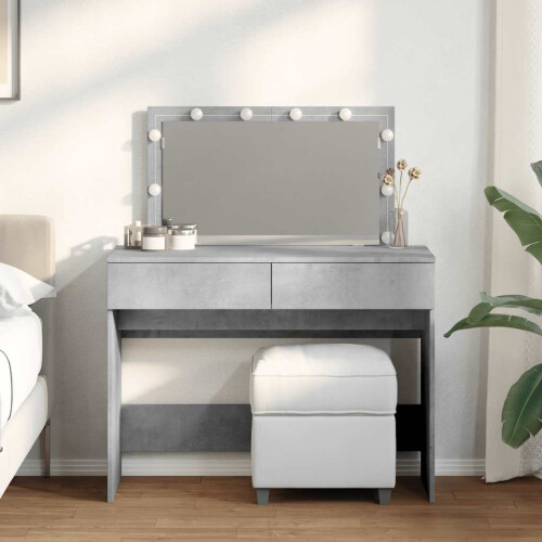 Berkfield Dressing Table with LED Concrete Grey 100x40x120 cm