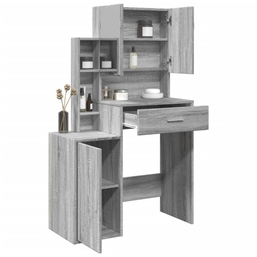 Berkfield Dressing Table with Cabinet Grey Sonoma 80x35x132 cm