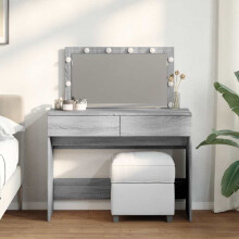 Berkfield Dressing Table with LED Grey Sonoma 100x40x120 cm