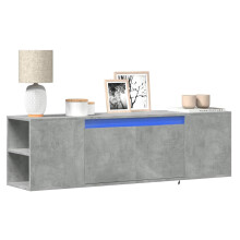 Berkfield TV Wall Cabinet with LED Lights Concrete Grey 135x31x39.5 cm