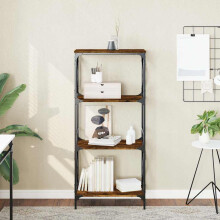 Berkfield Bookcase 4-Tier Smoked Oak 59x35x132 cm Engineered Wood