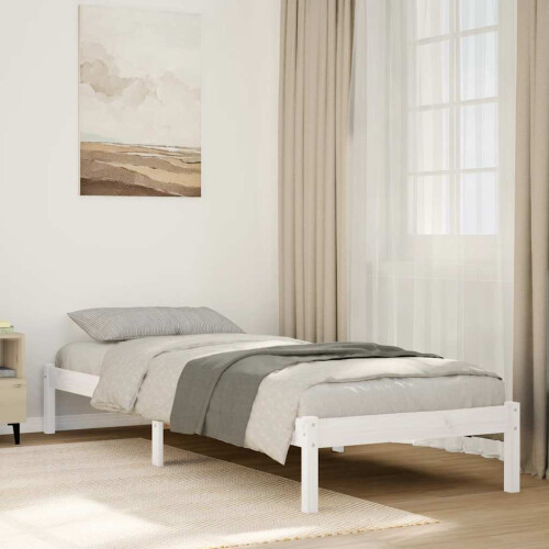 Berkfield Extra Long Bed Frame without Mattress White 100x210 cm Solid Wood Pine