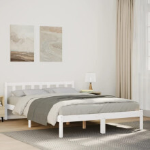 Berkfield Extra Long Bed Frame without Mattress White 140x220 cm Solid Wood Pine