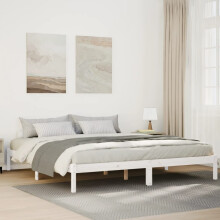Berkfield Extra Long Bed Frame without Mattress White 200x220 cm Solid Wood Pine