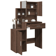 Berkfield Dressing Table with Cabinet Brown Oak 80x35x132 cm