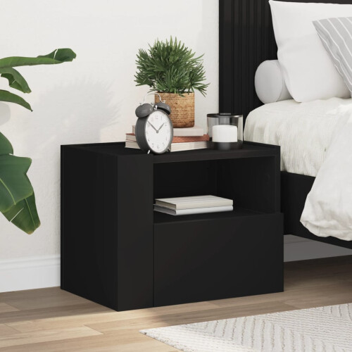 Berkfield Wall-mounted Bedside Cabinet Black 45x30x35 cm