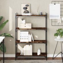 Berkfield Bookcase 4-Tier Smoked Oak 80x30x120 cm Engineered Wood