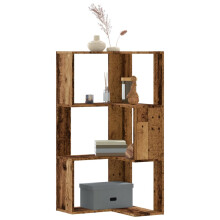 Berkfield Corner Bookcase 3-Tier Old Wood 50x50x102 cm Engineered Wood