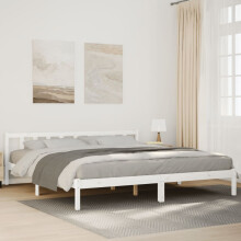 Berkfield Extra Long Bed Frame without Mattress White 200x220 cm Solid Wood Pine