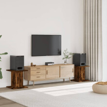 Berkfield Speaker Stands 2 pcs Smoked Oak 30x30x40 cm Engineered Wood
