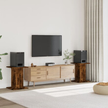 Berkfield Speaker Stands 2 pcs Smoked Oak 30x30x60 cm Engineered Wood