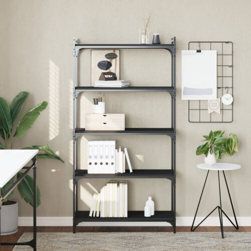 Berkfield Bookcase 5-Tier Black 80x30x154 cm Engineered Wood