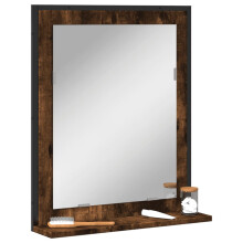 Berkfield Bathroom Mirror with Shelf Smoked Oak 50x12x60 cm Engineered Wood