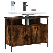 Berkfield Bathroom Sink Cabinet Smoked Oak 80x30x60 cm Engineered Wood