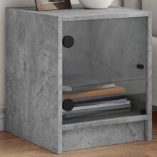 Berkfield Bedside Cabinets with Glass Doors 2 pcs Concrete Grey 35x37x42 cm
