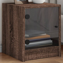 Berkfield Bedside Cabinet with Glass Door Brown Oak 35x37x42 cm