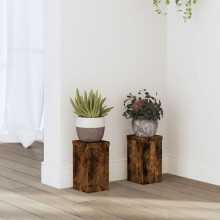 Berkfield Plant Stands 2 pcs Smoked Oak 10x10x18 cm Engineered Wood