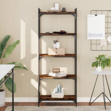 Berkfield Bookcase 5-Tier Smoked Oak 60x30x154 cm Engineered Wood