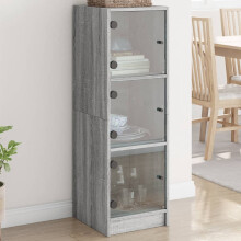 Berkfield Highboard with Glass Doors Grey Sonoma 35x37x109 cm