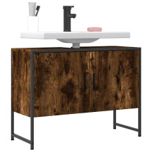 Berkfield Bathroom Sink Cabinet Smoked Oak 80x33x60 cm Engineered Wood