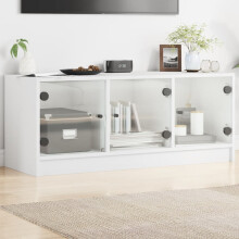 Berkfield TV Cabinet with Glass Doors White 102x37x42 cm