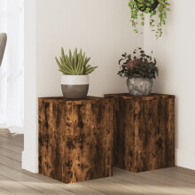 Berkfield Plant Stands 2 pcs Smoked Oak 25x25x35 cm Engineered Wood