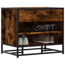 Berkfield Shoe Bench Smoked Oak 60x40x53.5 cm Engineered Wood and Metal