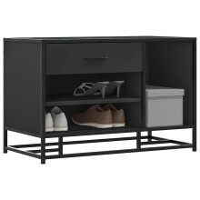 Berkfield Shoe Bench Black 80x40x53.5 cm Engineered Wood and Metal