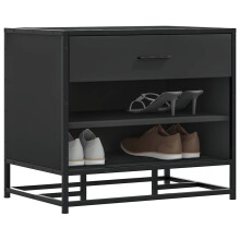 Berkfield Shoe Bench Black 60x40x53.5 cm Engineered Wood and Metal