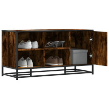 Berkfield Shoe Bench Smoked Oak 100x40x53.5 cm Engineered Wood and Metal