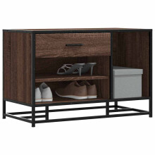Berkfield Shoe Bench Brown Oak 80x40x53.5 cm Engineered Wood and Metal