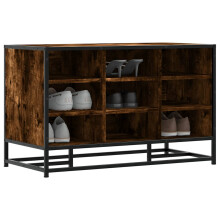 Berkfield Shoe Bench Smoked Oak 84x40x53.5 cm Engineered Wood and Metal