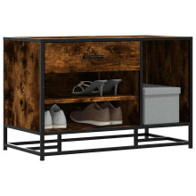 Berkfield Shoe Bench Smoked Oak 80x40x53.5 cm Engineered Wood and Metal