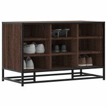 Berkfield Shoe Bench Brown Oak 84x40x53.5 cm Engineered Wood and Metal