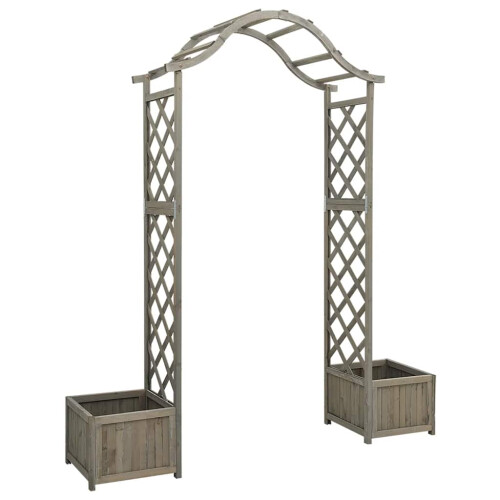 Berkfield Garden Pergola with Planter Grey Solid Firwood 1