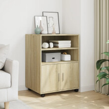 Berkfield Rolling Cabinet Sonoma Oak 60x48x81 cm Engineered Wood