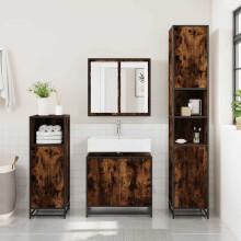 Berkfield Bathroom Sink Cabinet Smoked Oak 65x33x60 cm Engineered Wood